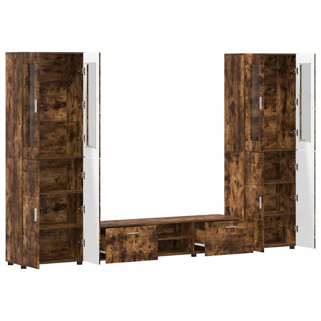 Highboard mit Regal FLORIN Weiß 60 x 35 x 182 cm Holzwerkstoff