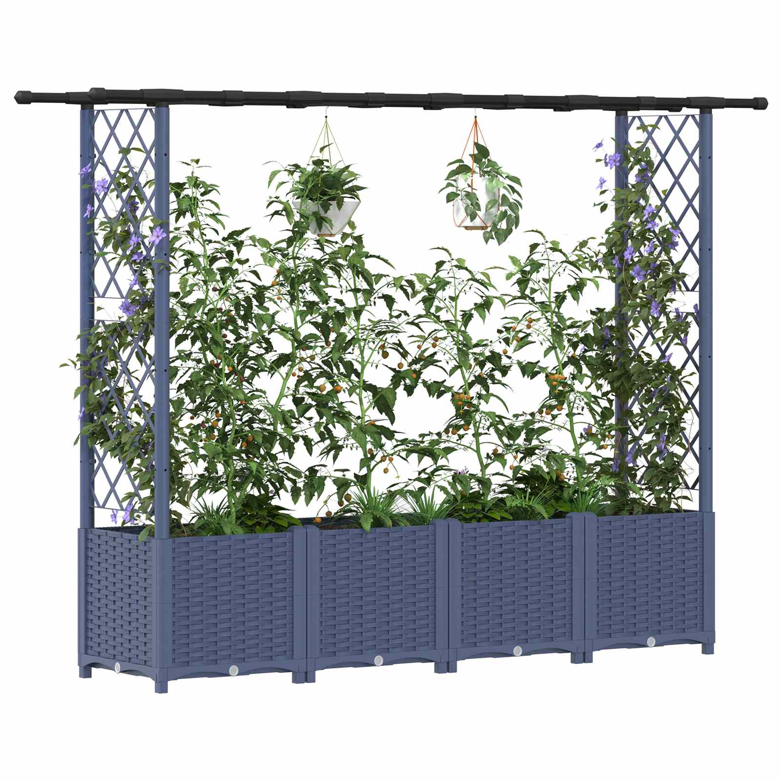 Hochbeet mit Rankgitter und Dach Braun 124 x 40 x 123 cm PP