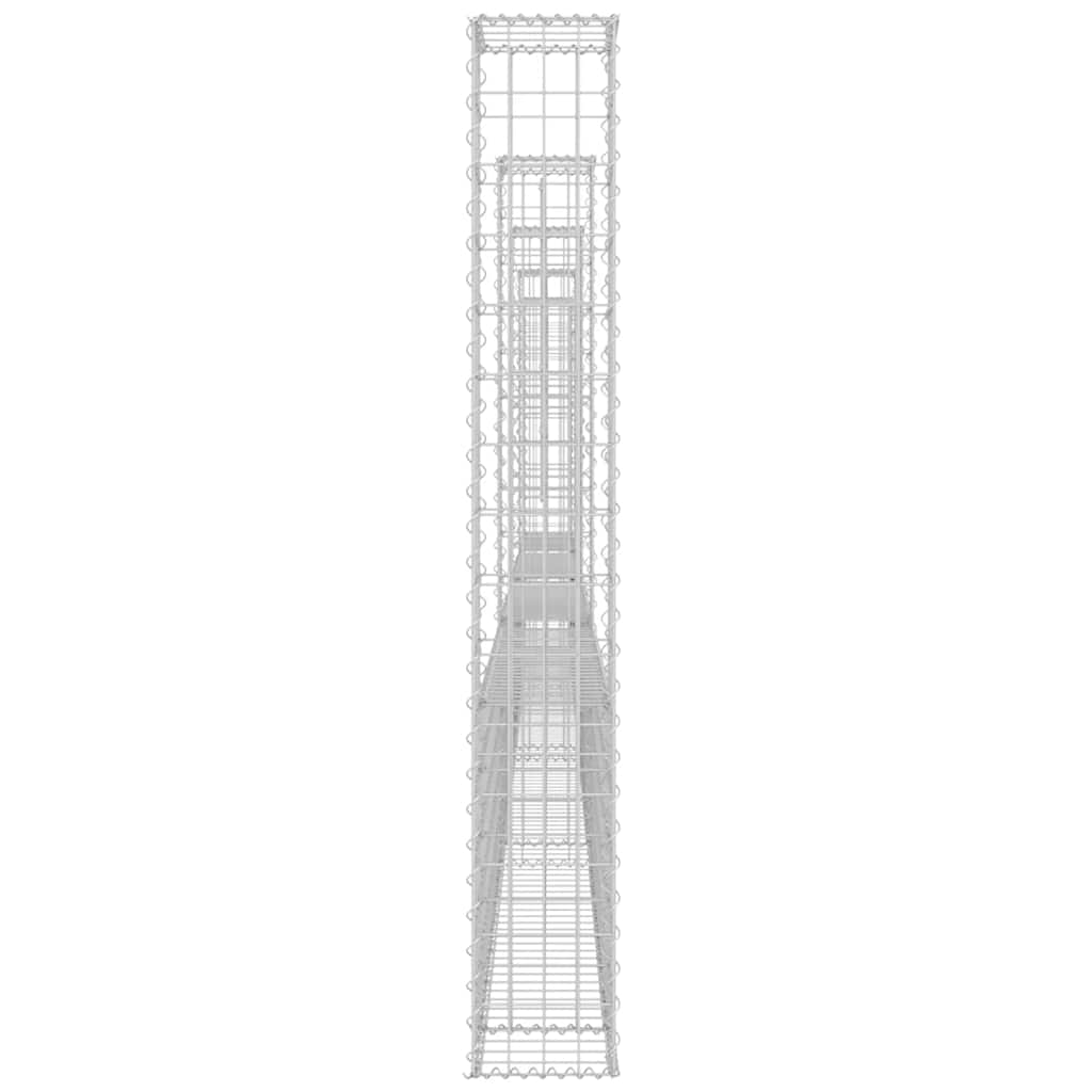 Gabionenkorb U-Form mit 2 Säulen Eisen 140x20x150 cm