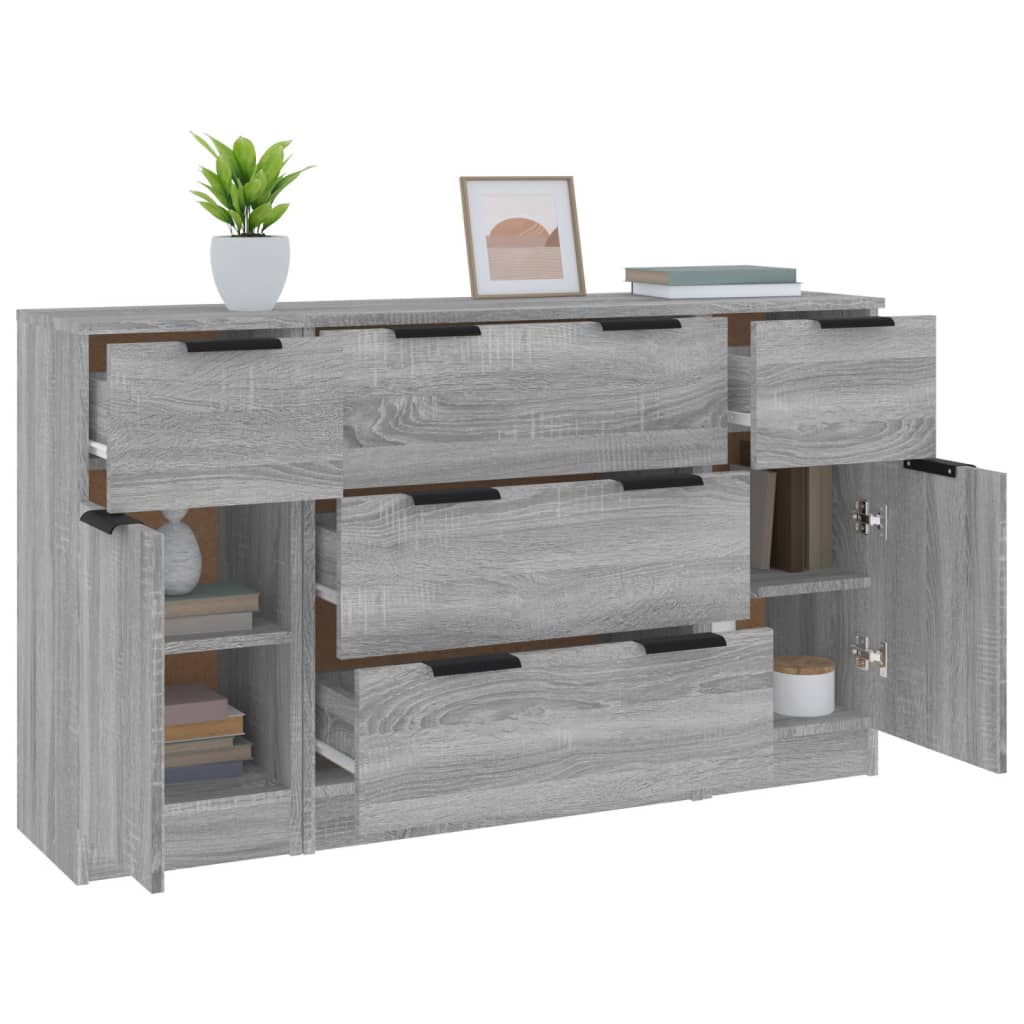 3-tlg. Sideboard-Set Weiß Holzwerkstoff
