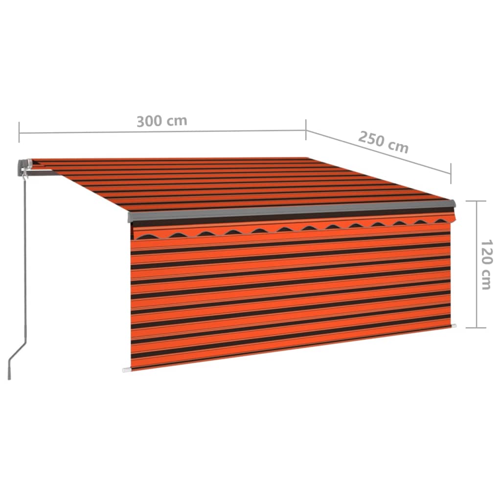 Markise Manuell Einziehbar mit Rollo 3x2,5 m Creme