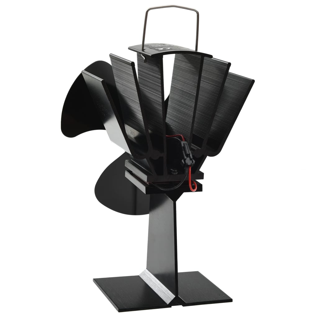 Ofenventilator Wärmebetrieben 2 Blätter Schwarz