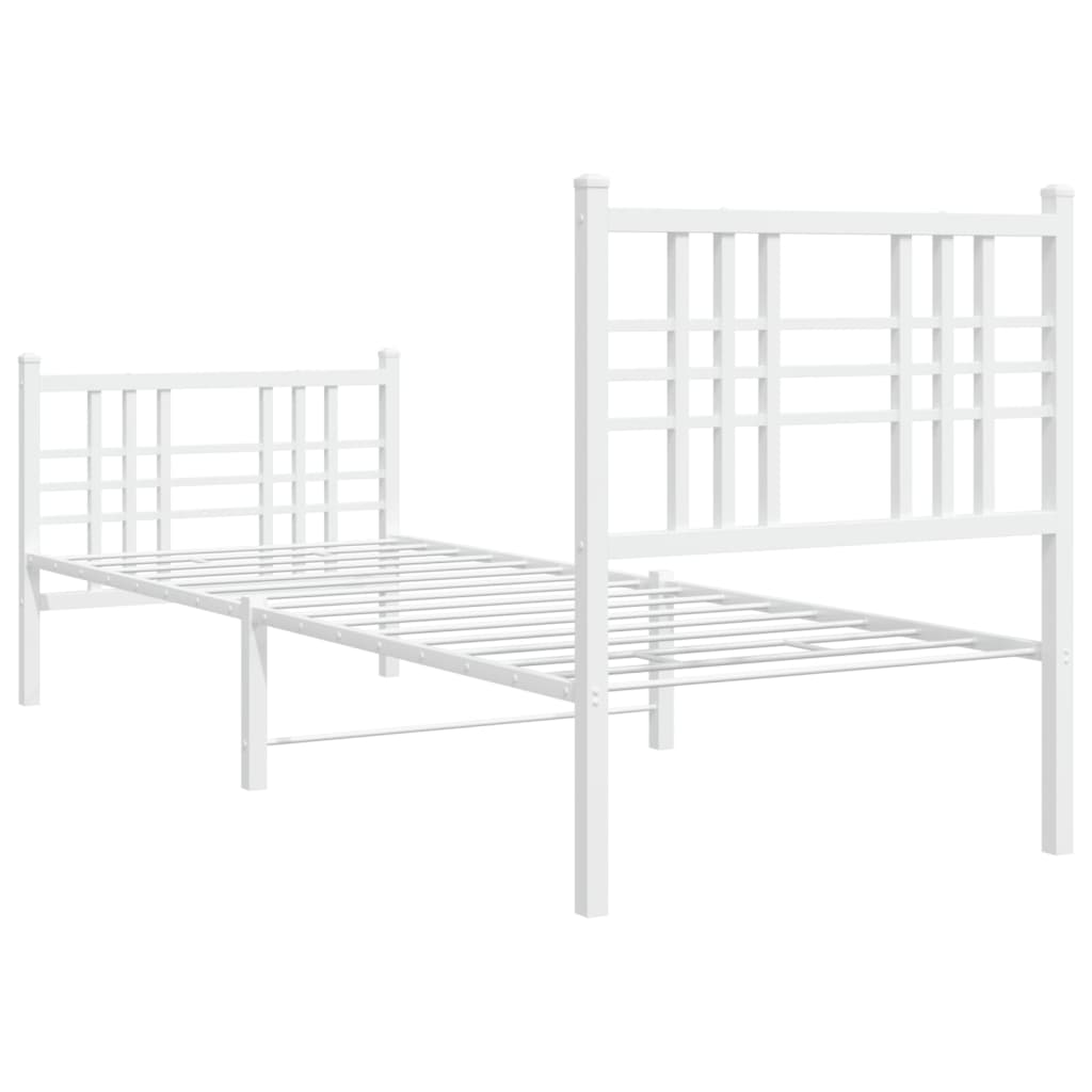 Bettgestell mit Kopf- und Fußteil Metall Schwarz 90x200 cm