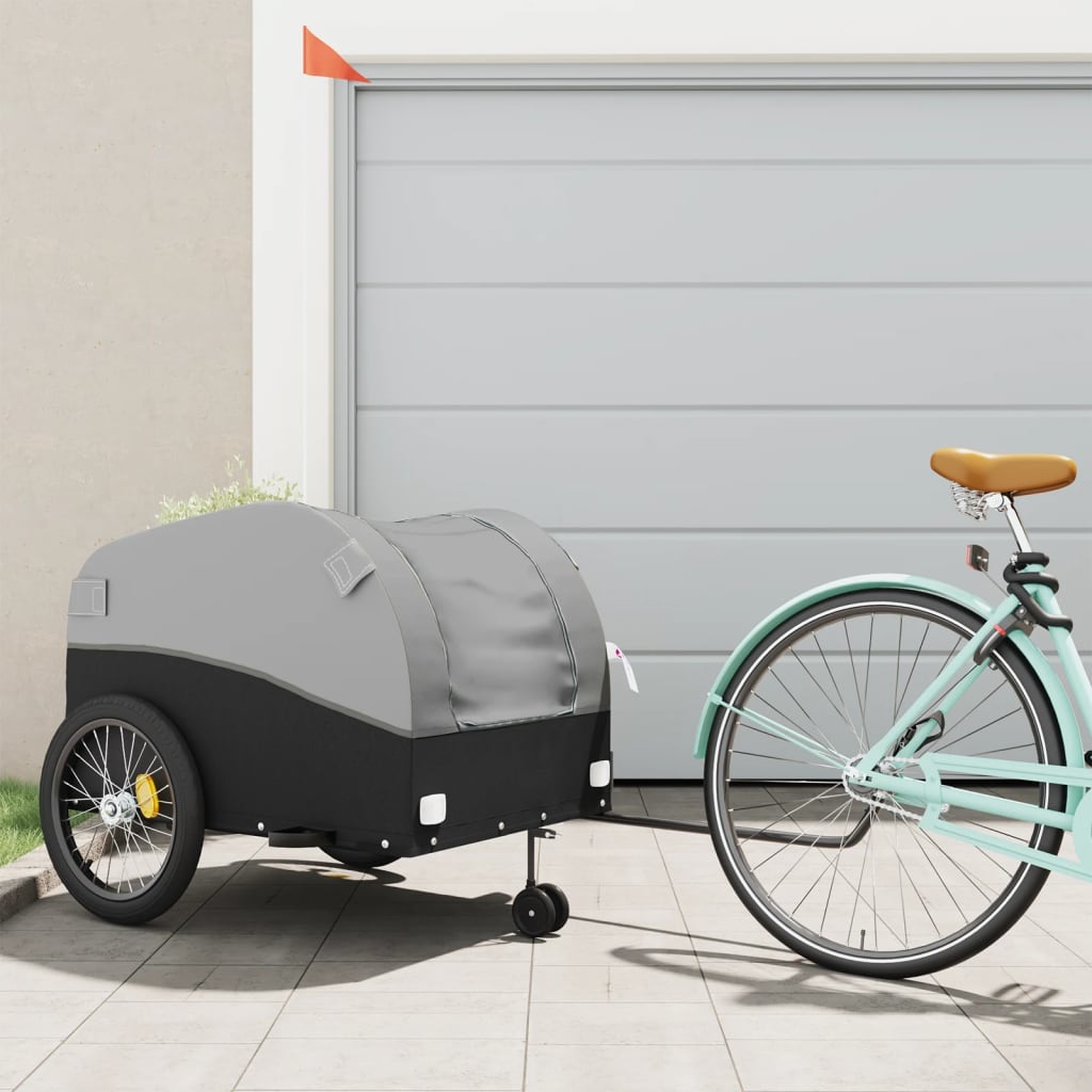 Fahrradanhänger Schwarz und Orange 30 kg Eisen