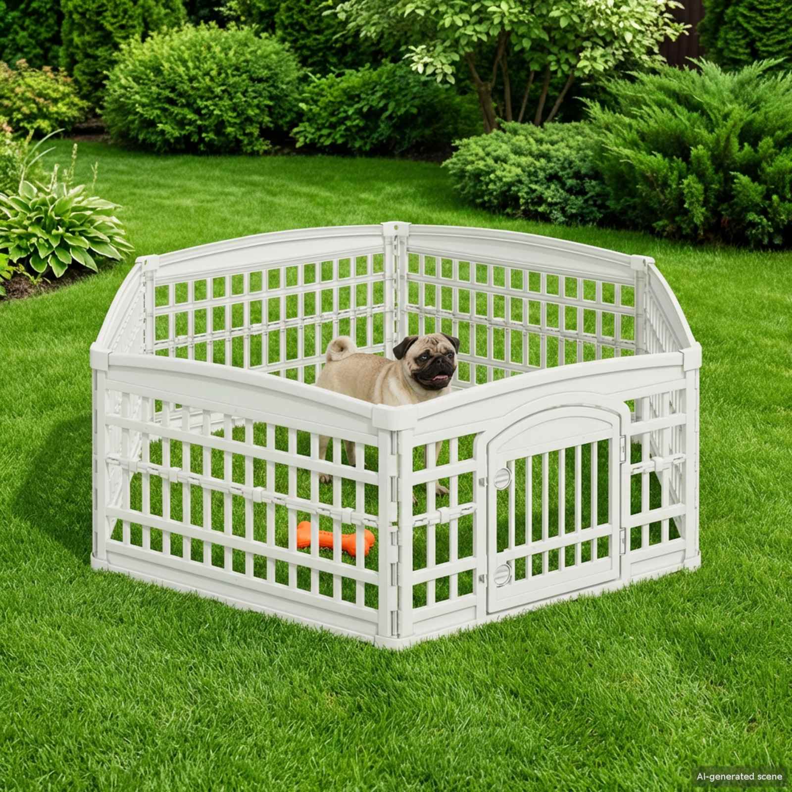 6-Panel-Hundespielplatz 122 x 106,5 x 40 cm Kunststoff Weiß