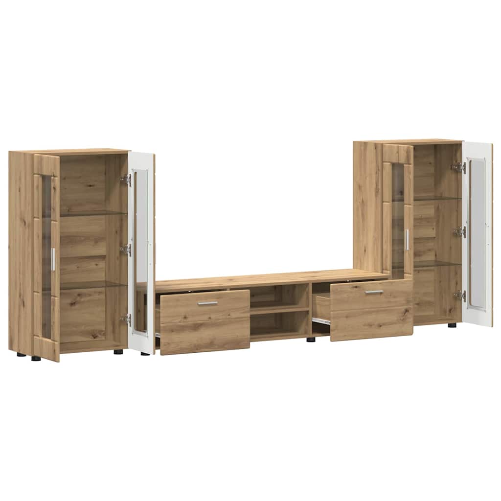Highboard mit Regal FLORIN Weiß 60 x 35 x 182 cm Holzwerkstoff