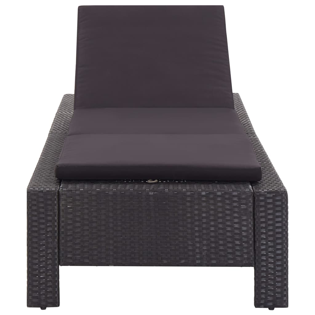 Sonnenliege mit Auflage Grau Poly Rattan
