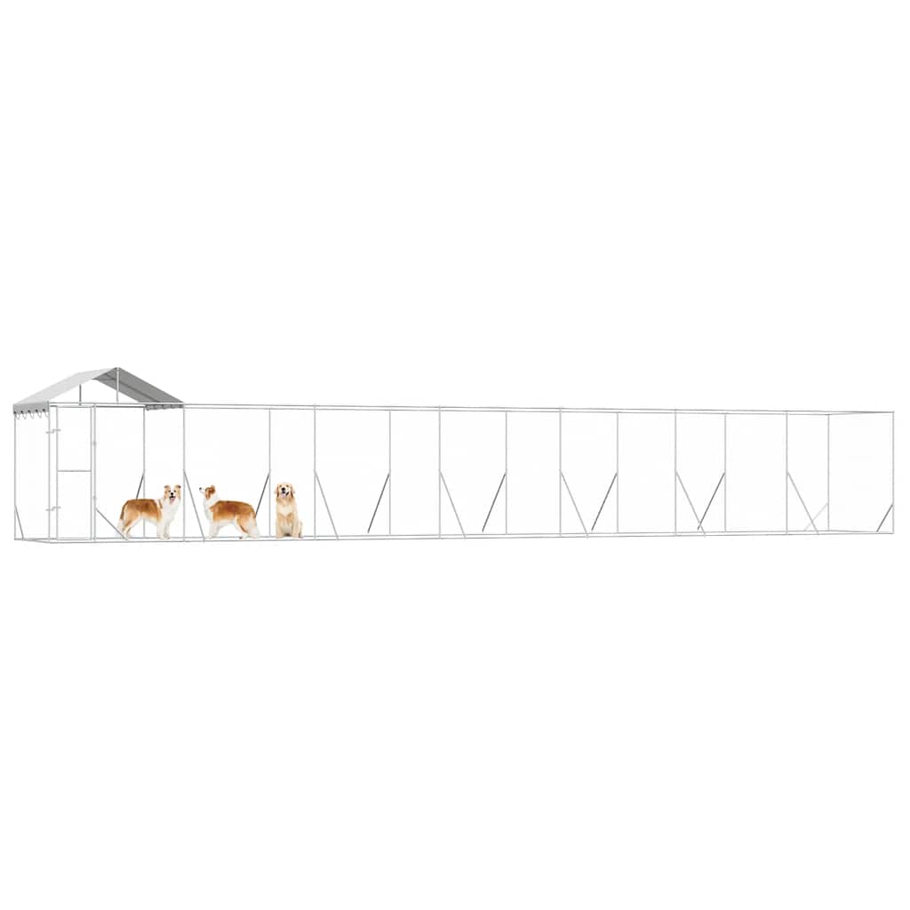 Outdoor-Hundezwinger mit Dach Silber 2x2x2,5 m Verzinkter Stahl
