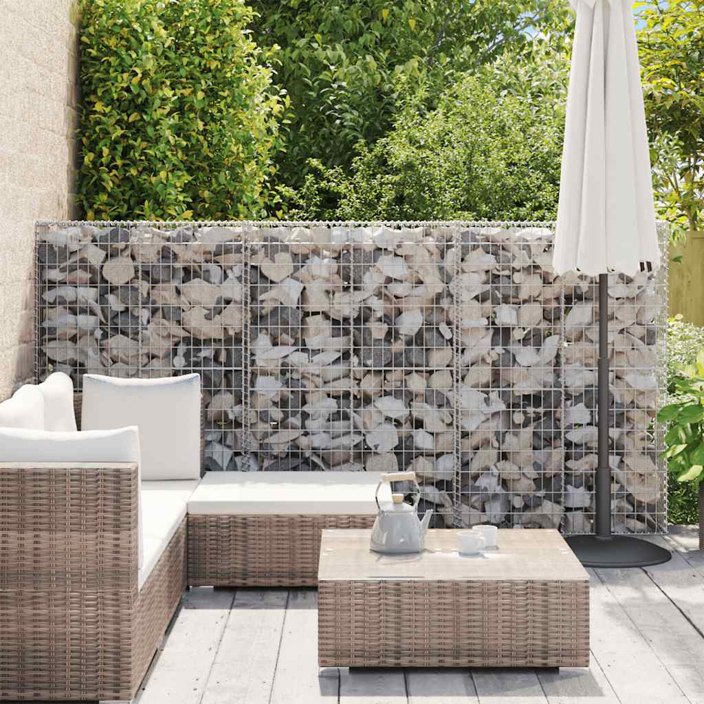 Gabionenwand mit Abdeckung Verzinkter Stahl 20×20×100 cm