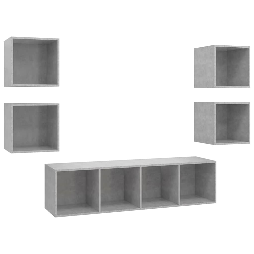 5-tlg. TV-Schrank-Set Grau Holzwerkstoff