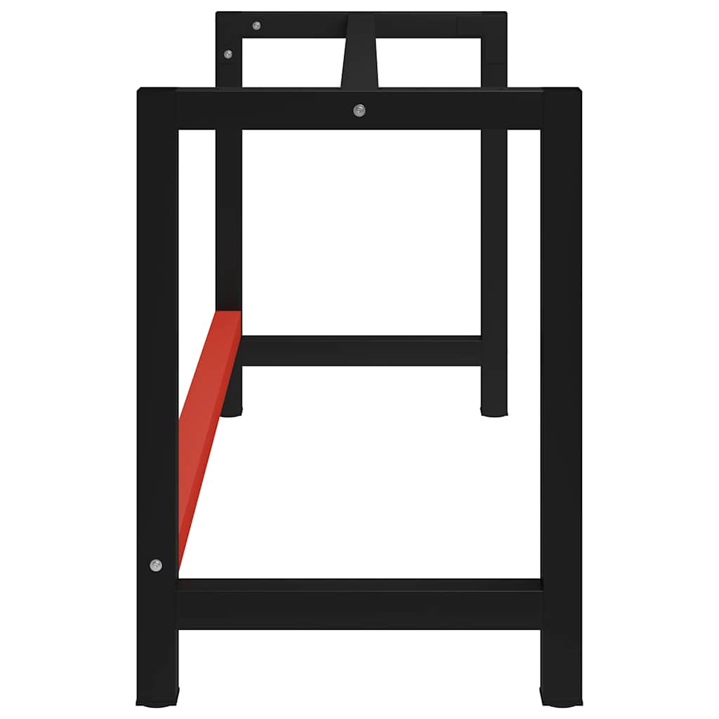 Werkbankgestell Metall 80x57x79 cm Schwarz und Rot