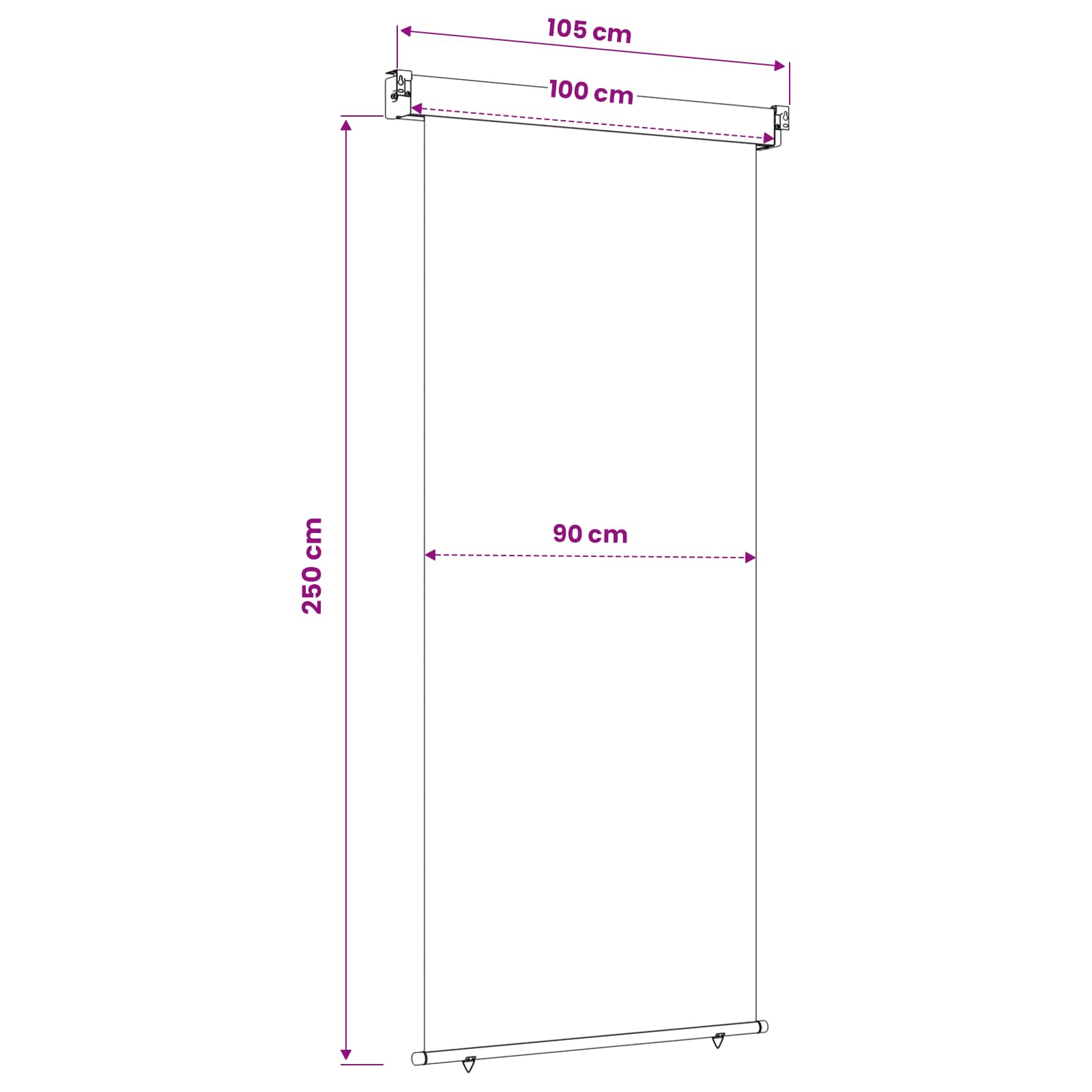 Balkon Seitenmarkise 60 x 250 cm 100% Polyester Eisen Stahl