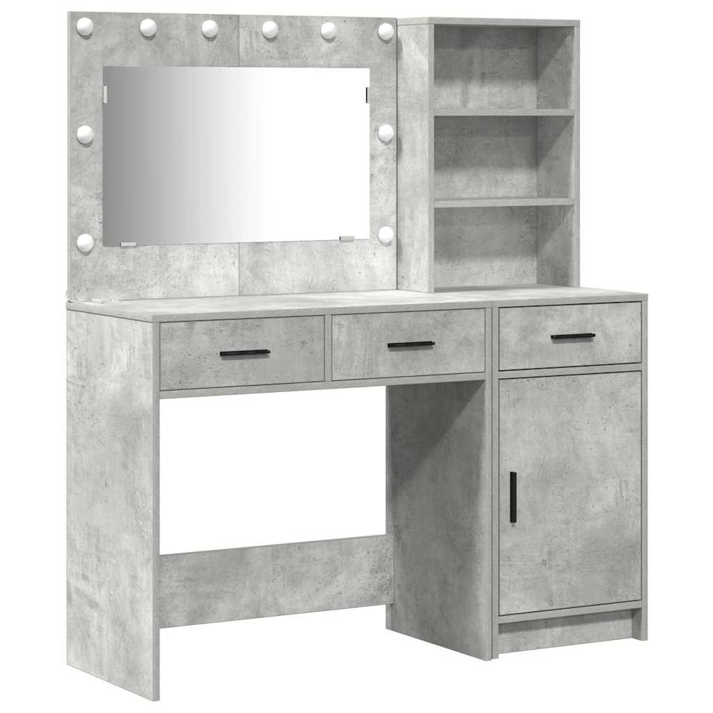 Schminktisch mit Spiegelbeleuchtung 2 pcs Weiß Holzwerkstoff