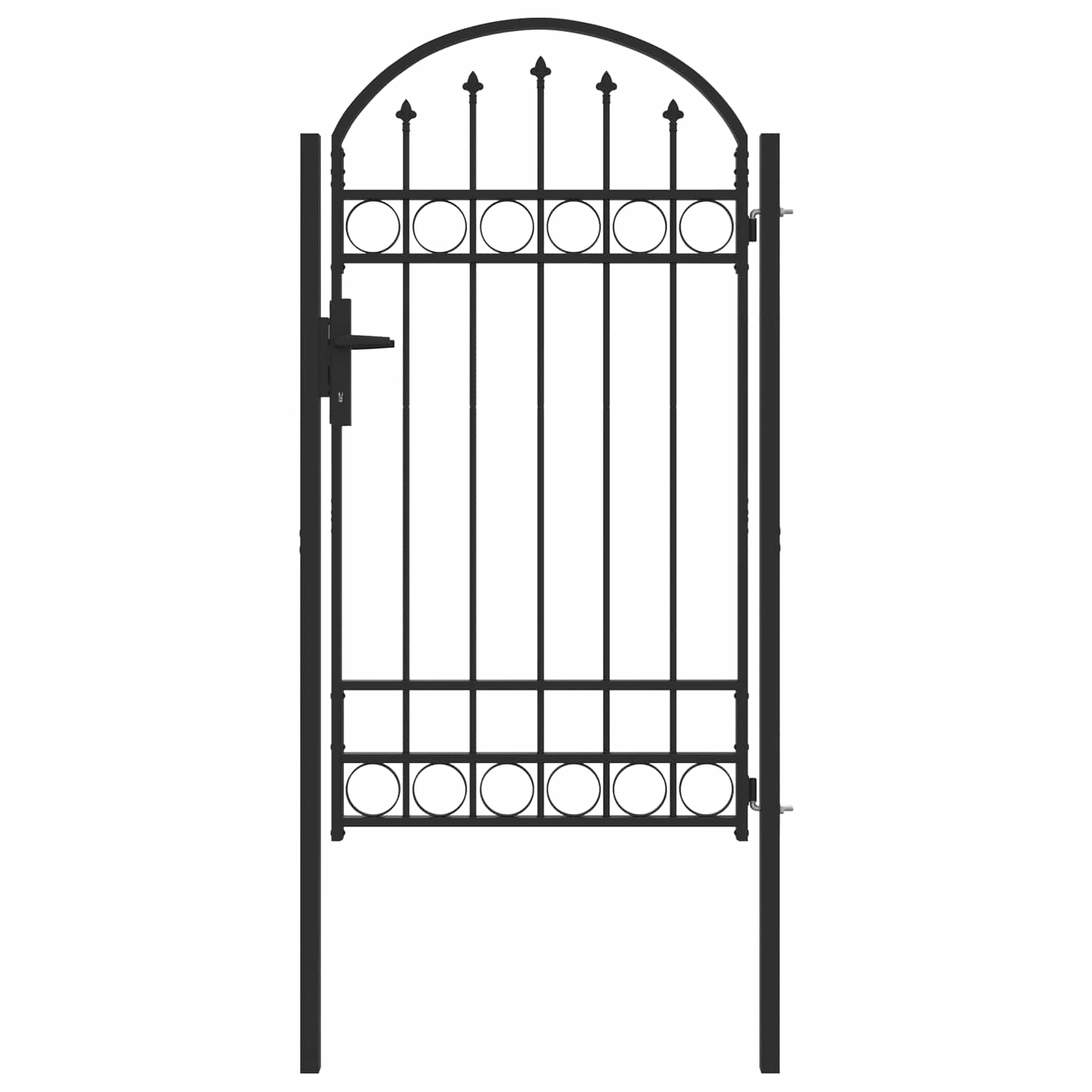 Gartentor ASSEN mit Bogenabschluss Stahl 102 x 125 cm Schwarz