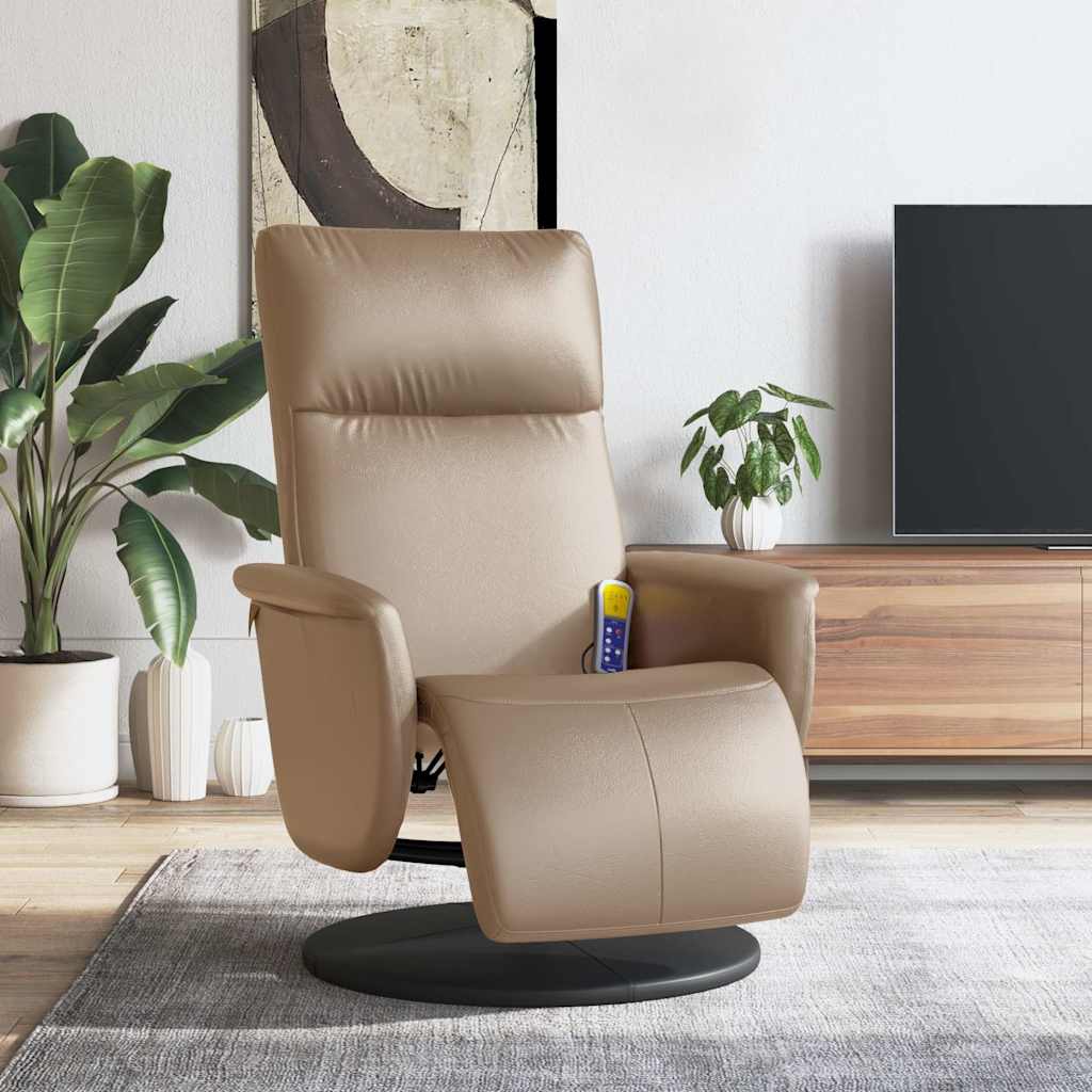 Massagesessel mit Fußteil Creme Kunstleder