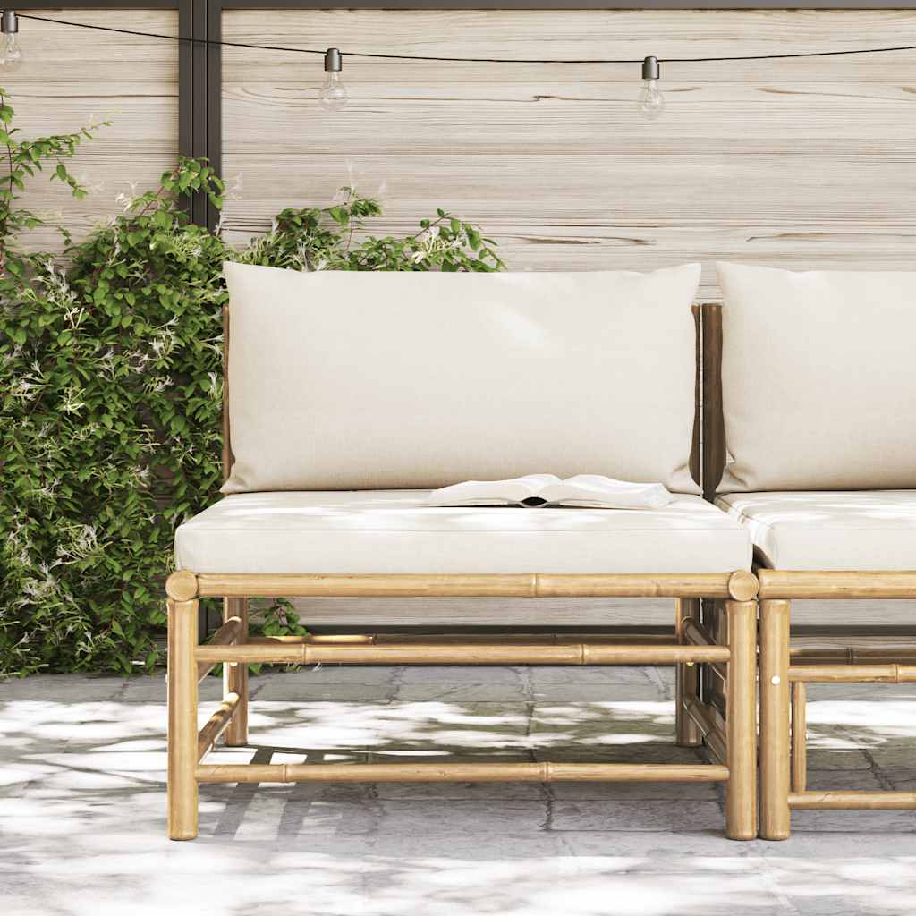 3-tlg. Garten-Lounge-Set mit Kissen Bambus