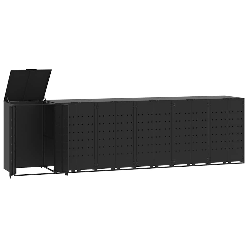 Mülltonnenbox für 2 Tonnen Schwarz 138x79x117 cm Stahl