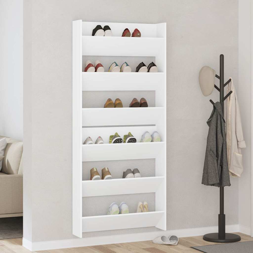 Wand-Schuhschränke 4 Stk. Weiß 60x18x60 cm Holzwerkstoff