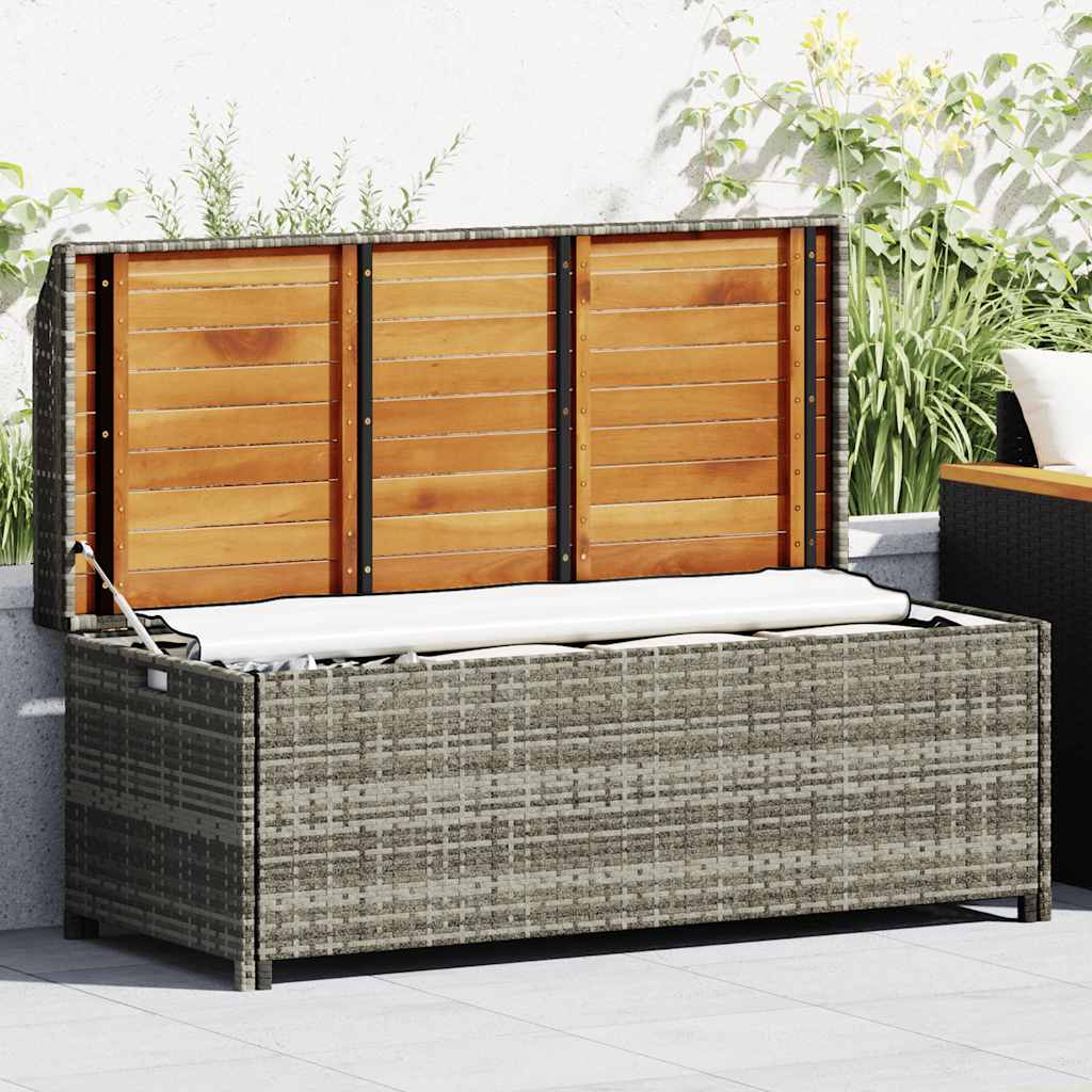 Bank mit Stauraum Schwarz 100x50x52 cm Poly Rattan Akazienholz