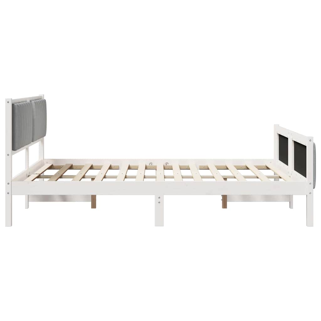 Bettgestell Braun und hellgrau 200 x 200 cm Massivholz Kiefer