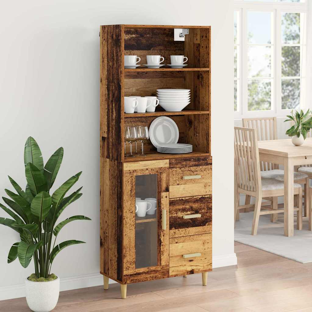 Highboard Altholz 69,5 x 32,5 x 180 cm Holzwerkstoff