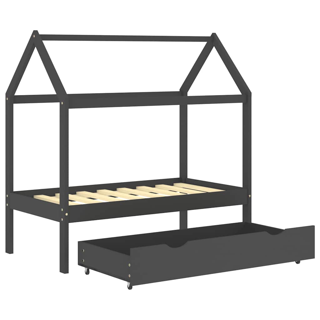 Kinderbett mit Schublade Massivholz Kiefer 70x140 cm