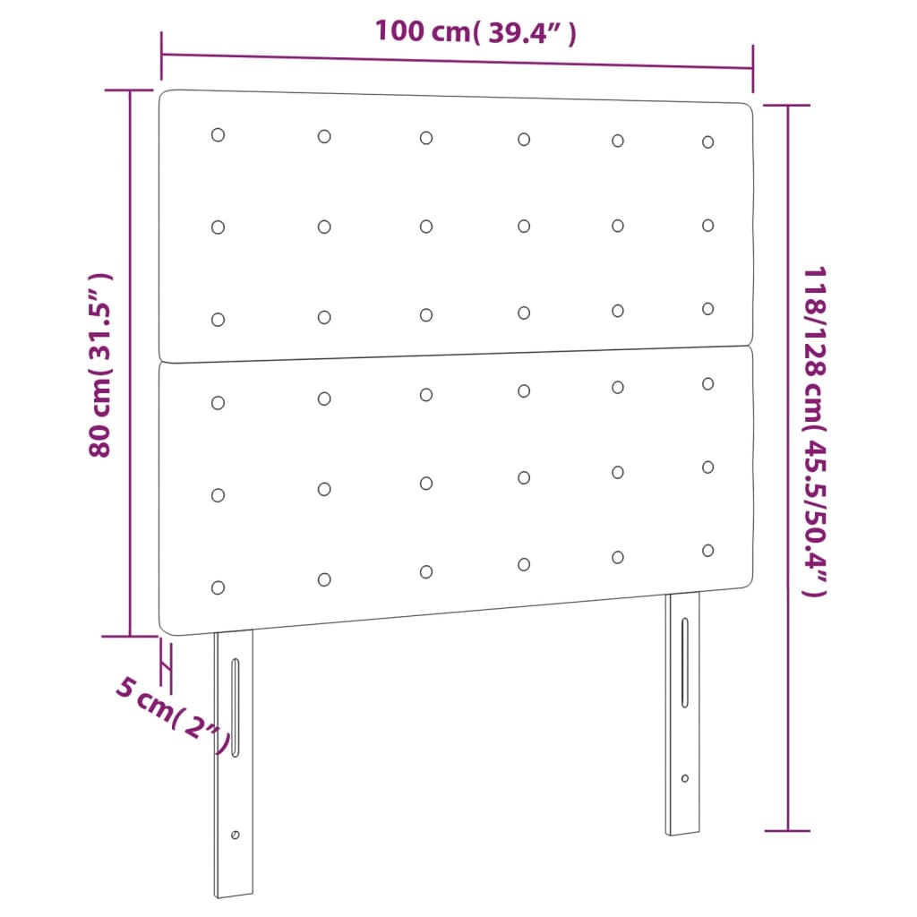 Kopfteil Hellgrau 80x5x118/128 cm Samt