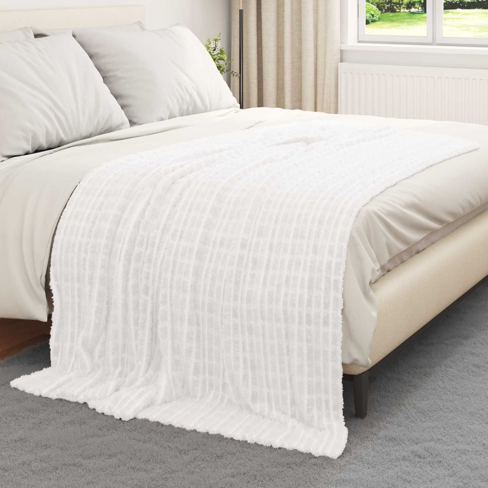 Überwurfdecke Beige 150 x 130 cm Fleece