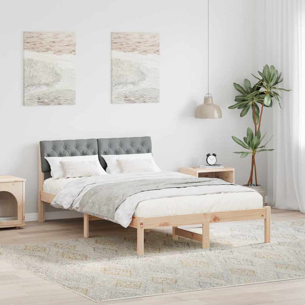 Bettgestell Braun und hellgrau 200 x 200 cm Massivholz Kiefer