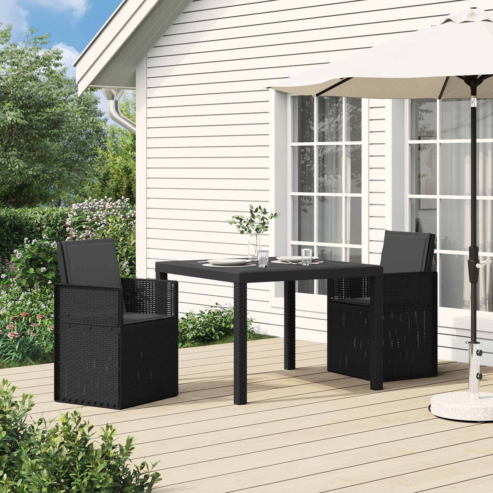 Garten Esszimmerstühle 2 pcs Weiß und Hellgrau PP