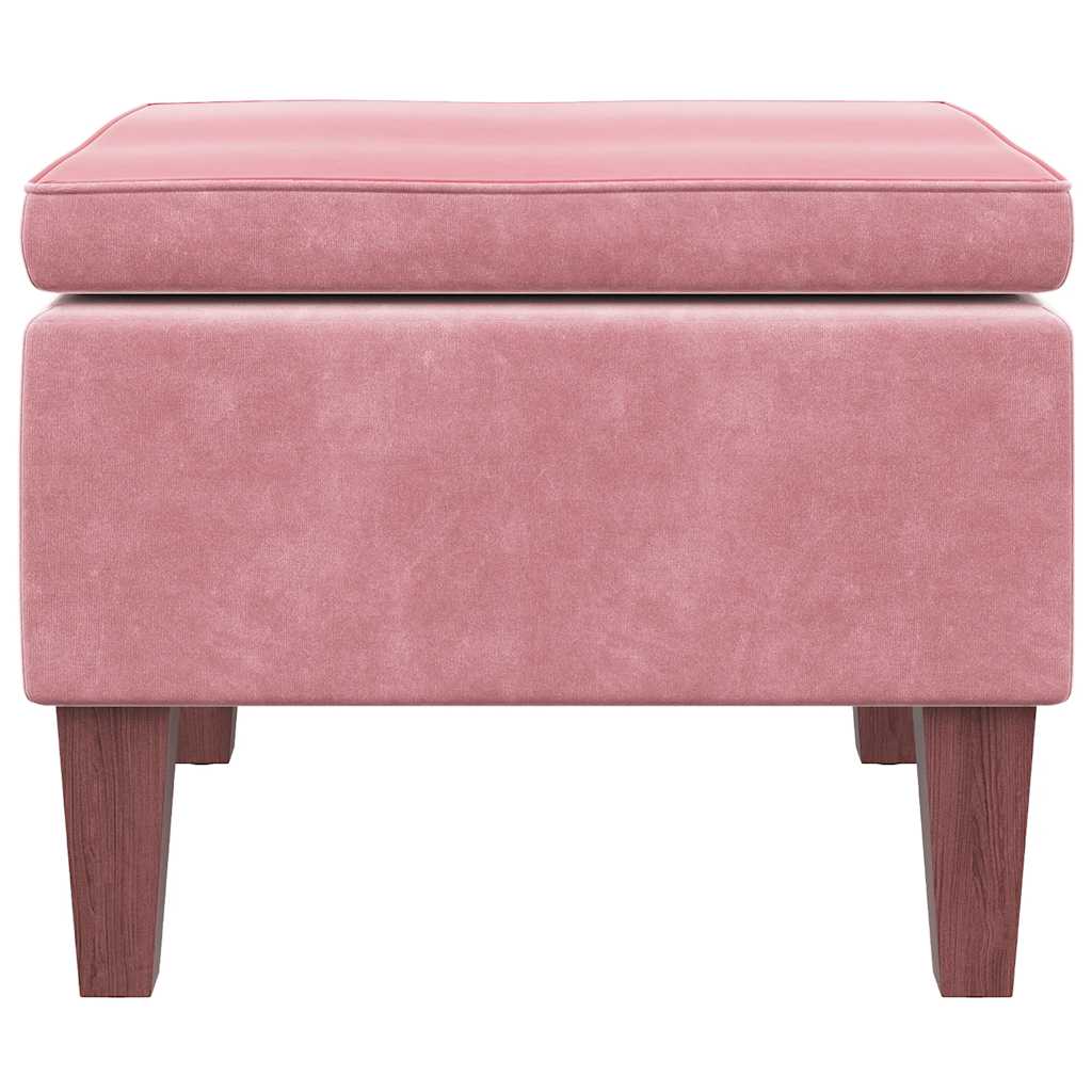 Hocker mit Holzbeinen Dunkelgrau Samt