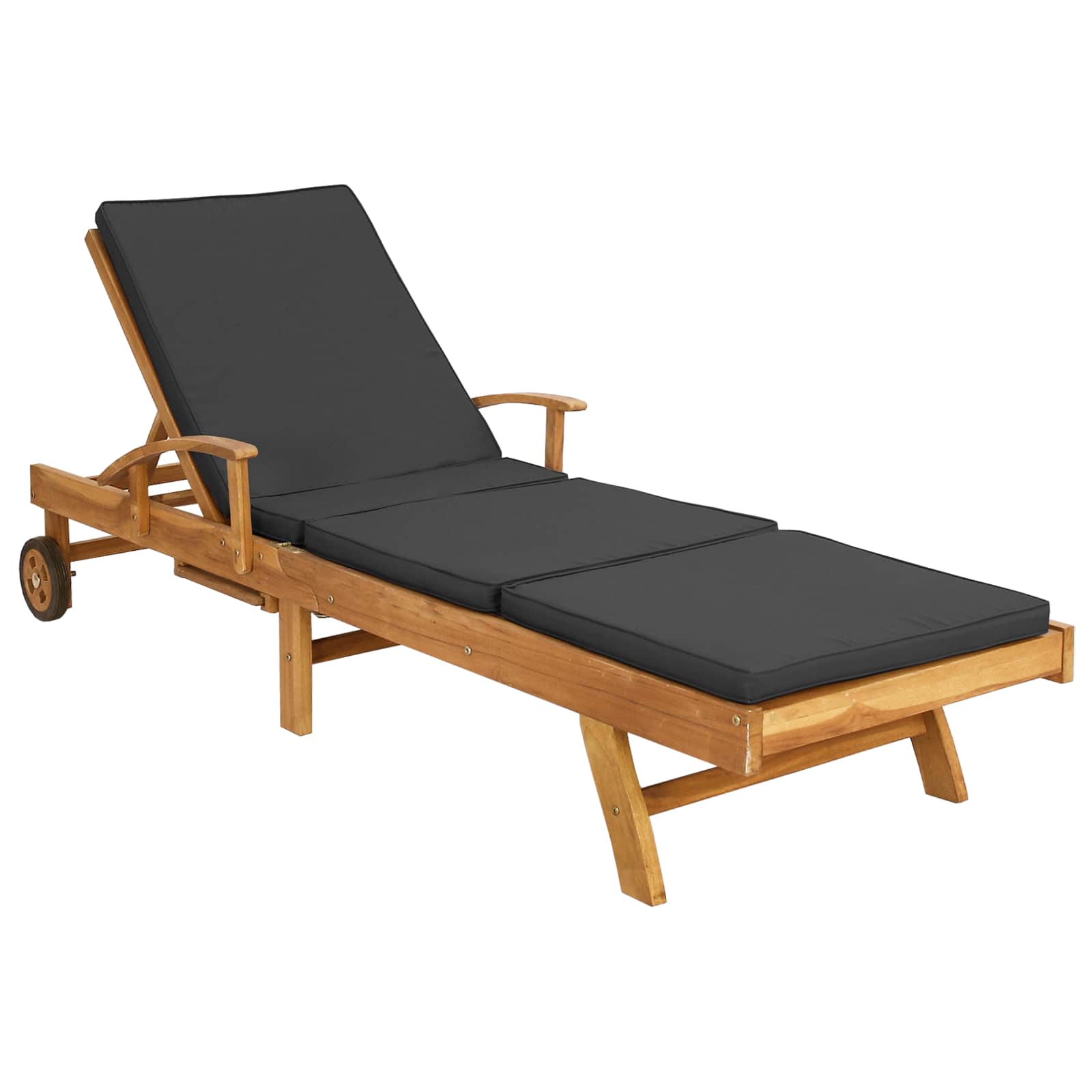 Sonnenliege 1-Person Braun Massivholz Teak