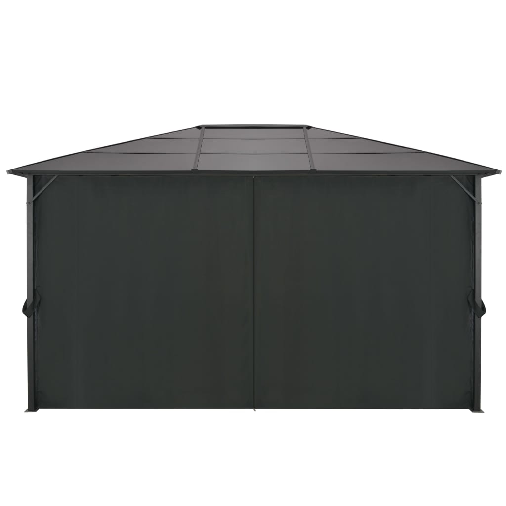 Gartenpavillon mit Vorhang Aluminium 3×3 m Schwarz