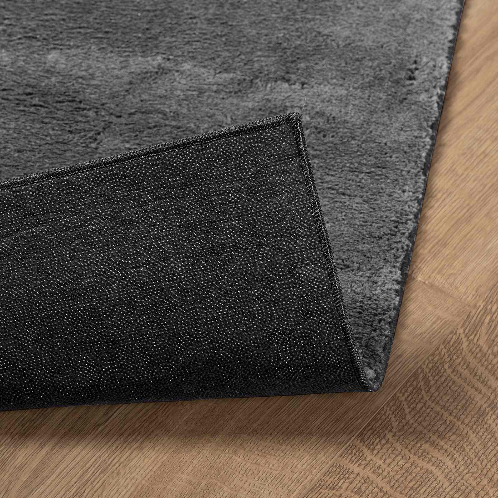 Teppich HUARTE Kurzflor Weich und Waschbar Anthrazit 60x110 cm
