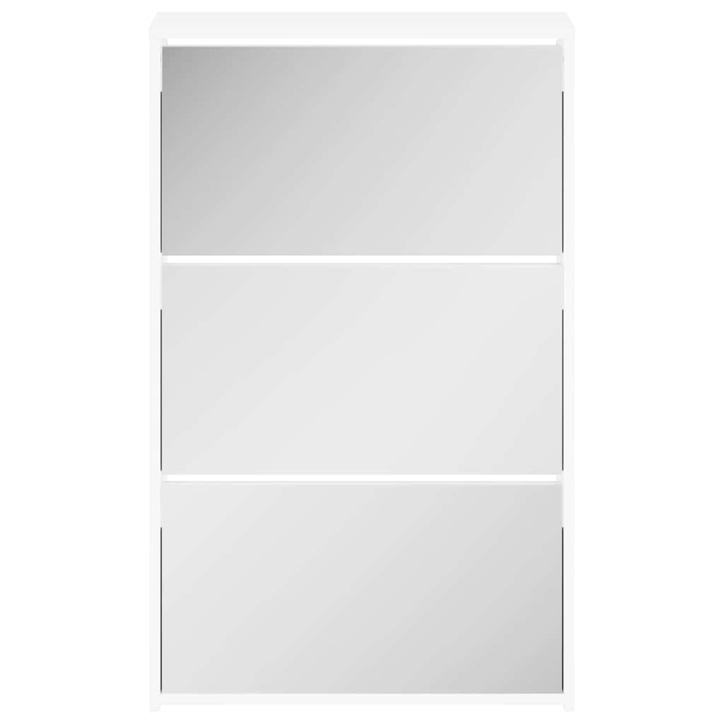 Schuhschrank mit 2 Fächern Spiegel Eiche-Optik 63x17x67 cm