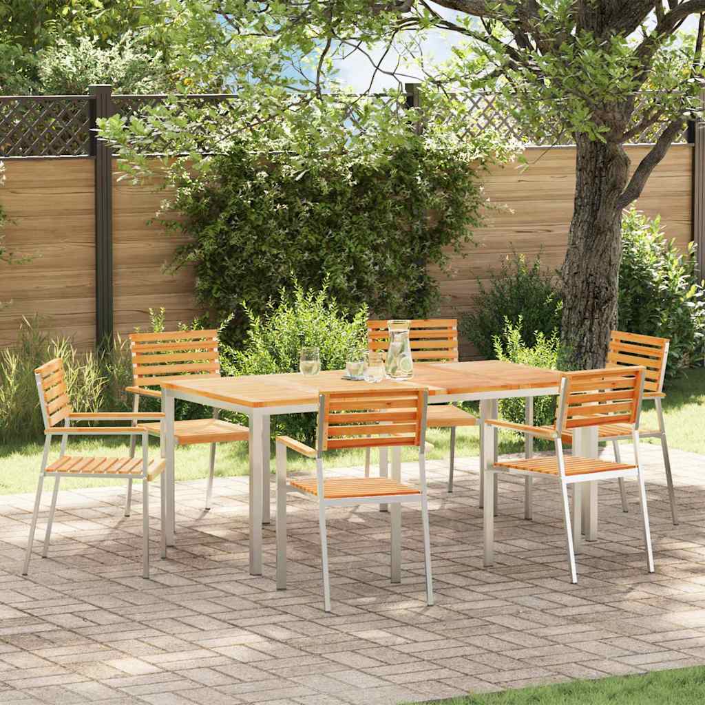 Gartenstuhl 6 pcs Massives Akazienholz und Edelstahl