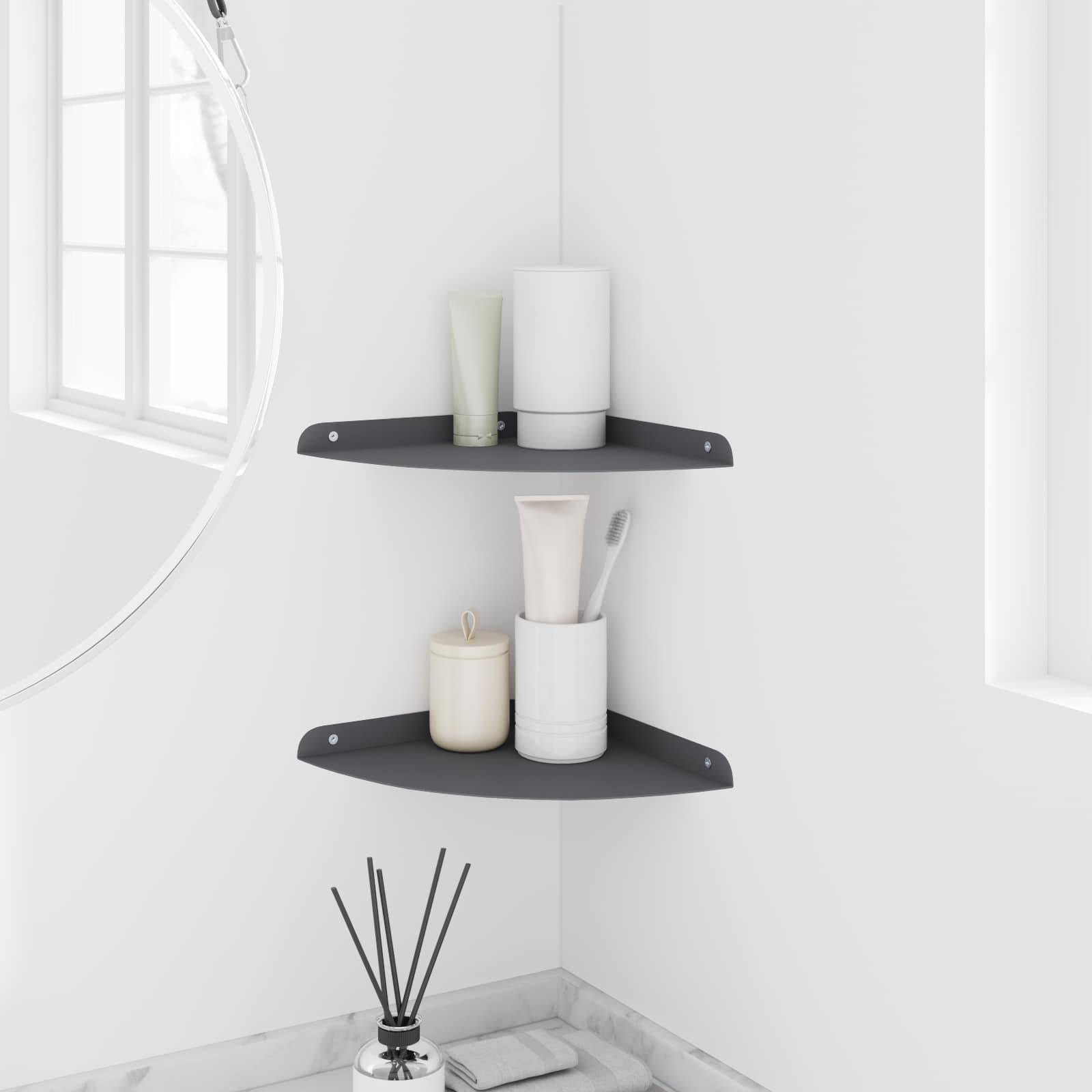 Schwebendes Regal mit Regal 2 pcs Schwarz 15 x 15 x 2 cm