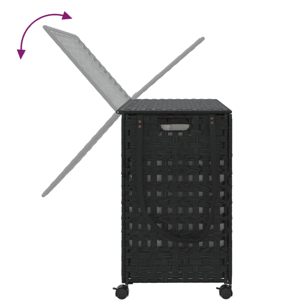 Wäschekorb mit Rollen 66x35x60 cm Rattan