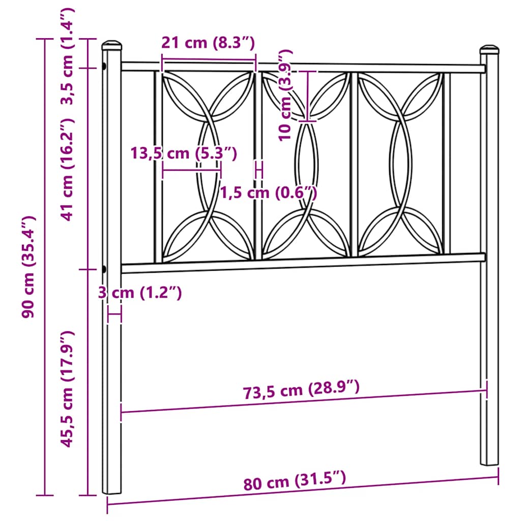 Ersatz-Kopfteil Metall Schwarz 100 cm
