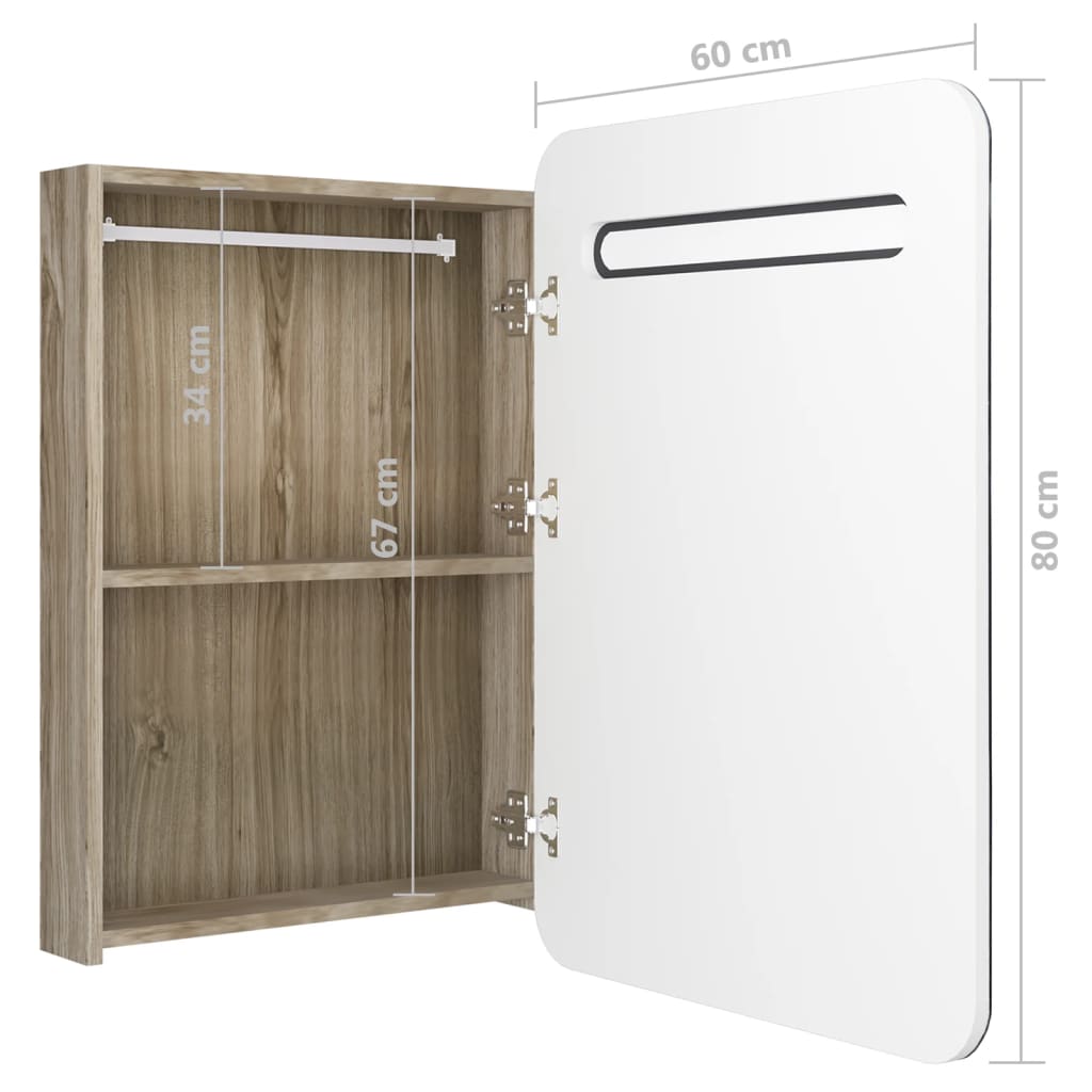 LED-Bad-Spiegelschrank Glänzendes Grau 60x11x80 cm