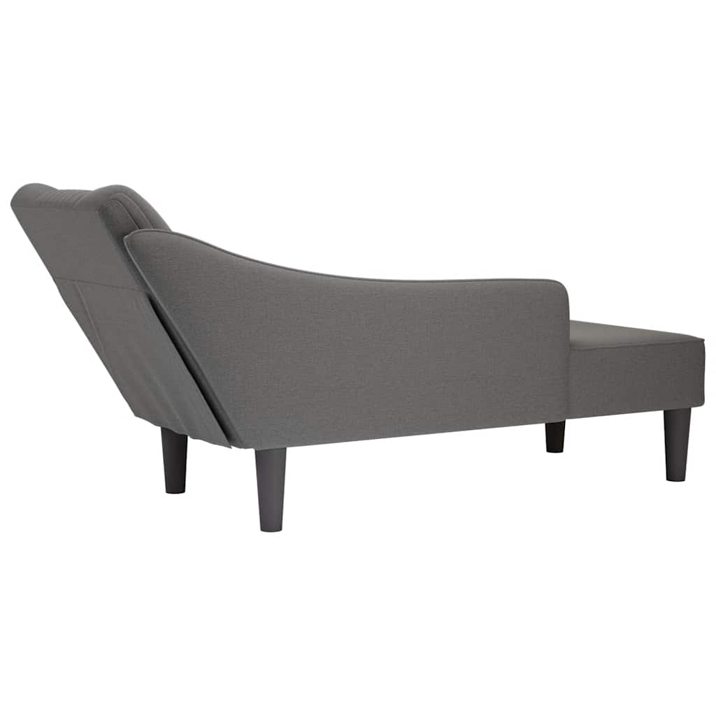 Chaiselongue mit Rechter Armlehne Hellgrau Stoff