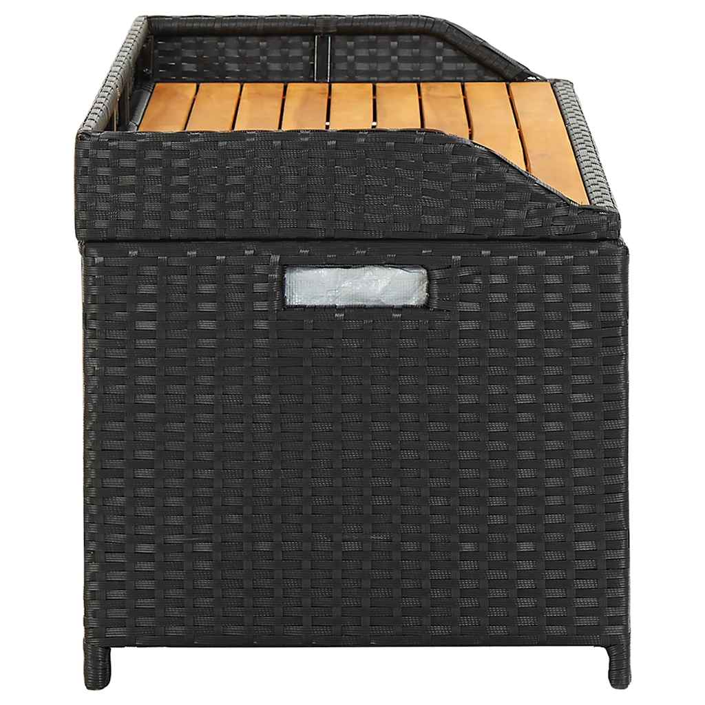 Bank mit Stauraum Schwarz 100x50x52 cm Poly Rattan Akazienholz
