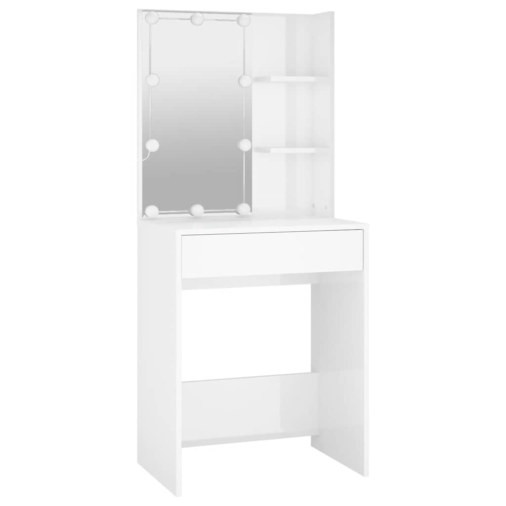 Schminktisch mit LED Weiß 60x40x140 cm