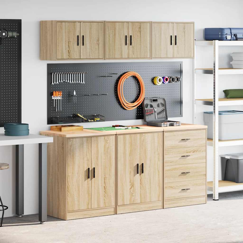 Garagenschränke 6 Stk. Schwarz Holzwerkstoff
