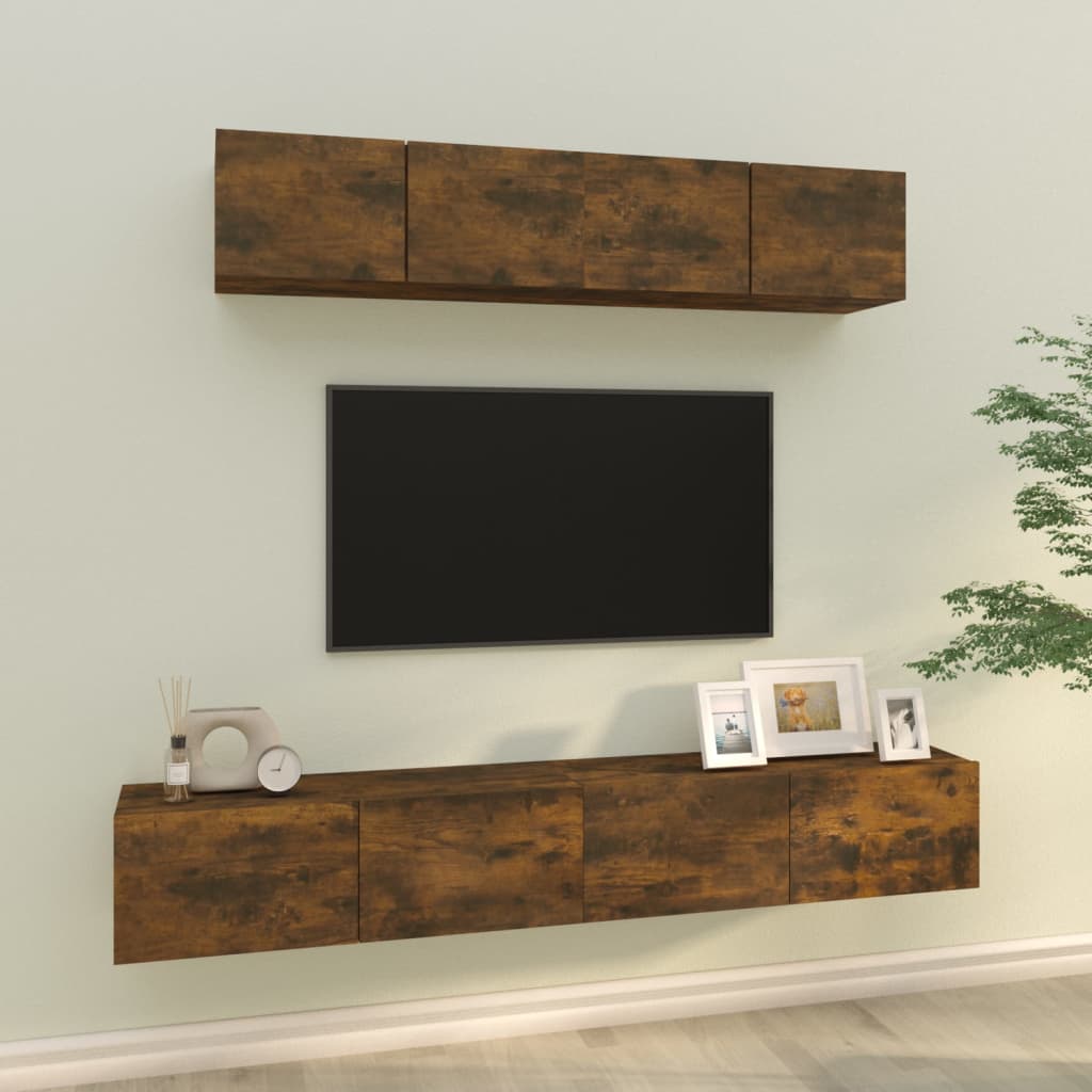 4-tlg. TV-Schrank-Set Weiß Holzwerkstoff