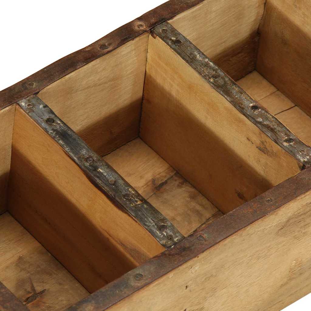 Tablett Braun 30 x 15 x 9 cm Massives upgecyceltes Holz