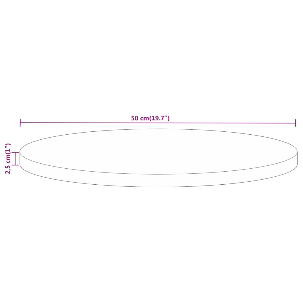 Tischplatte Ø 40x2,5 cm Rund Raues Massives Mangoholz