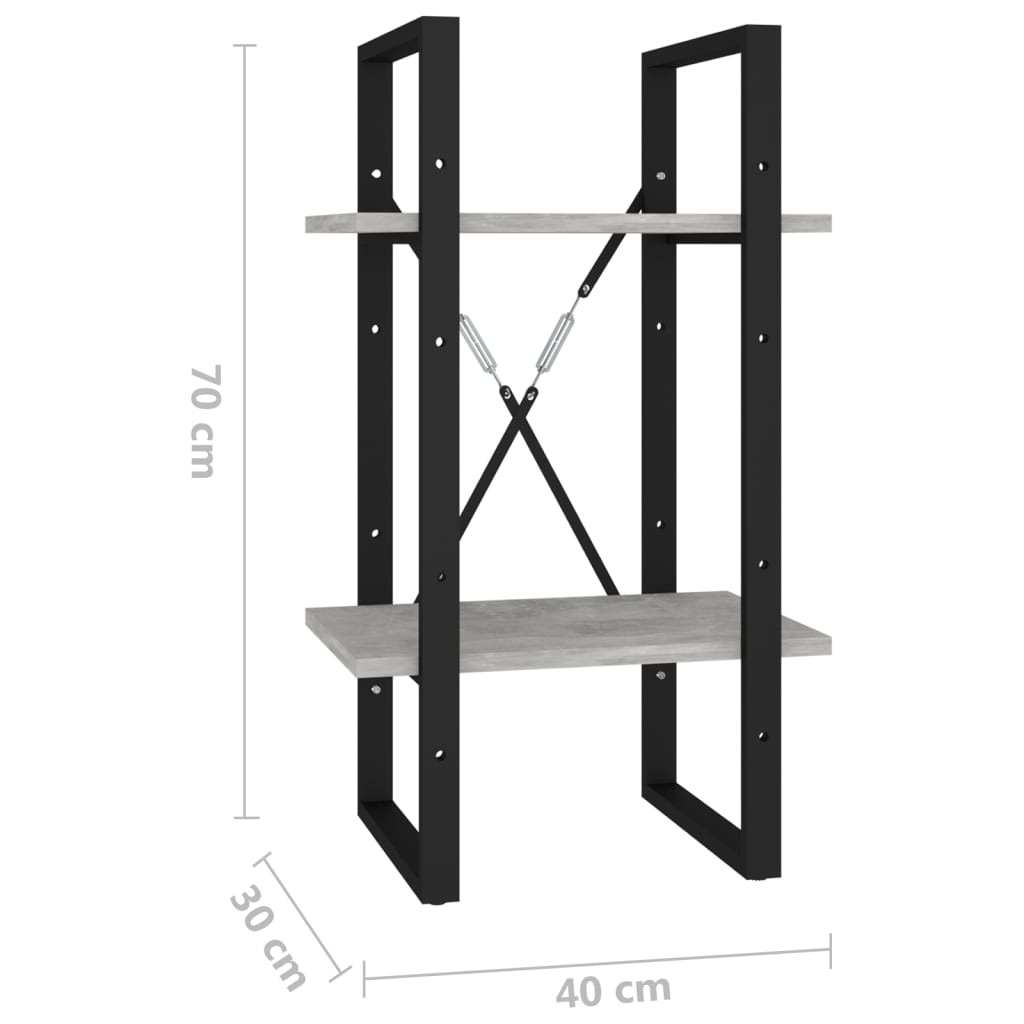 Bücherregal 2 Fächer Weiß 40x30x70 cm Holzwerkstoff