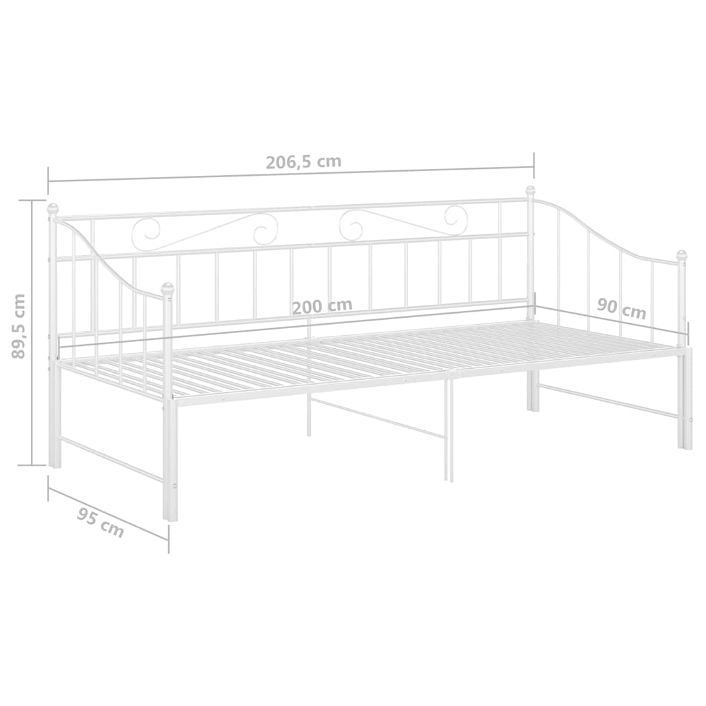 Ausziehsofa Bettgestell Schwarz Metall 90x200 cm