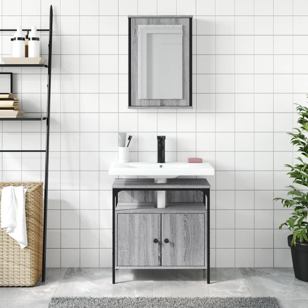 2-tlg. Badmöbel-Set Räuchereiche Holzwerkstoff